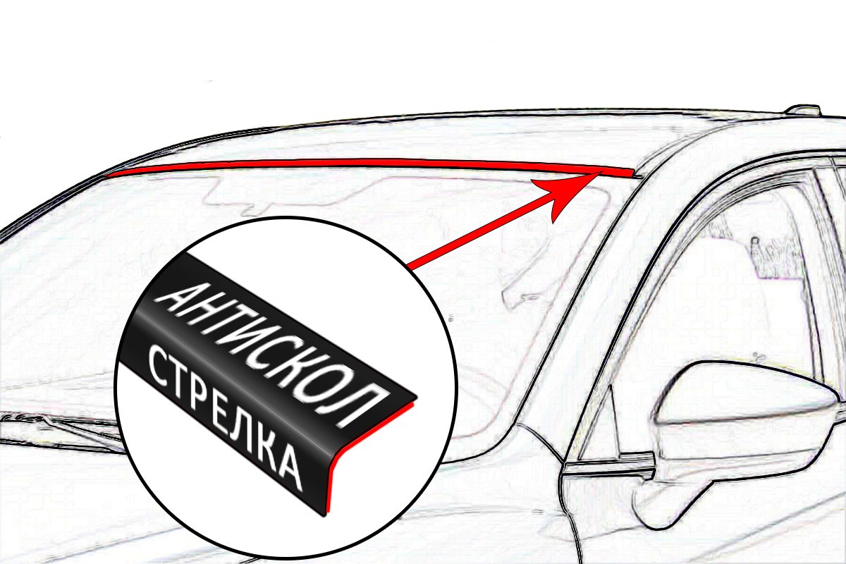 Антискол (Универсальный), Защита от сколов крыши над лобовым стеклом  автомобиля AC1 в Минске