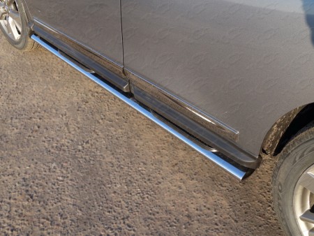 Пороги овальные с накладкой 120х60 мм на Ниссан Патфайндер ( Nissan Pathfinder 2014-)