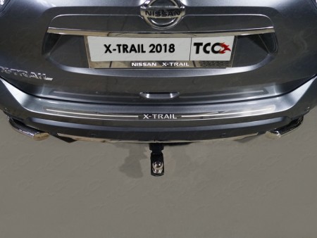 Накладка на задний бампер (лист зеркальный надпись X-Trail) Nissan X-Trail 2018-