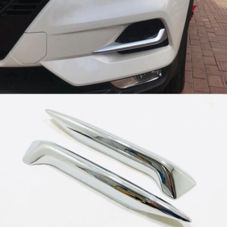 Накладки на боковые решетки бампера клыки для Nissan Qashqai J11 2019+ рестайл, ABS-хром