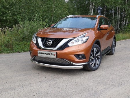 Защита передняя нижняя (овальная) 75х42 мм на Ниссан Мурано ( Nissan Murano 2016-)