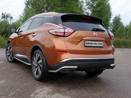 Защита задняя (уголки) 42,4 мм на Ниссан Мурано ( Nissan Murano 2016-)
