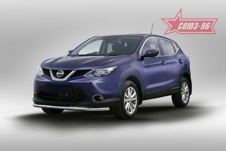 Защита переднего бампера d60 для Ниссан Кашкай (Nissan Qashqai 2014-)