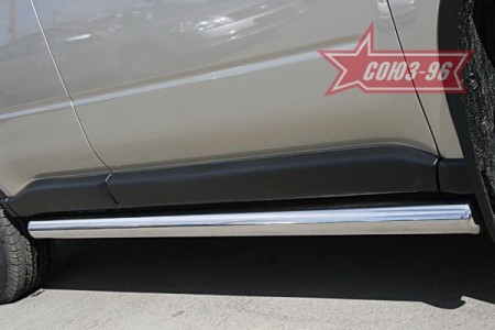 Пороги труба d 76 на Ниссан Икс-Трейл (Nissan X-Trail 2007-2010)