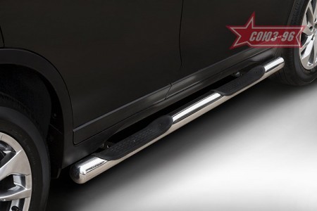 Пороги с проступями d76 Ниссан Икс-Трейл (Nissan X-Trail 2015-)