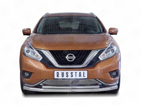 Защита переднего бампера D63 секция-D42 дуга на Ниссан Мурано ( Nissan Murano 2016-)