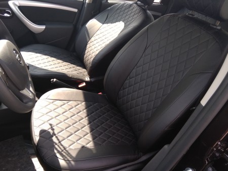 Автомобильные Чехлы из экокожи ромб комплект для Ниссан Террано  (Nissan Terrano (2014-) (