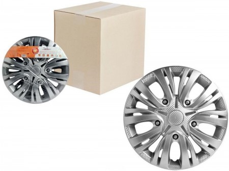 Колпаки колесные 13" "Лион", серебристый, карбон, компл. 2 шт