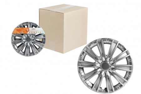 Колпаки колесные 14" "Торнадо", серебристый, карбон, компл. 2 шт