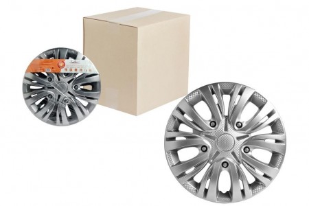 Колпаки колесные 15" "Лион", серебристый, карбон, компл. 2 шт.
