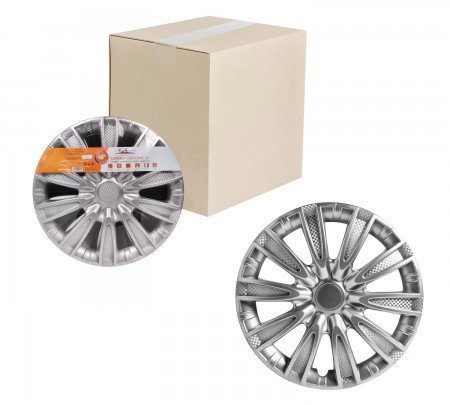 Колпаки колесные 16" "Торнадо", серебристый, карбон, компл. 2 шт.