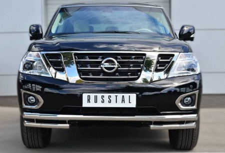 Защита переднего бампера d63 (секции) d63 (уголки) Nissan Patrol 2014-