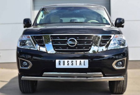 Защита переднего бампера d75х42 (дуга) 75х42 (дуга) на Ниссан Патрол (Nissan Patrol 2014-)