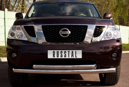 Защита переднего бампера d76/76на Ниссан Патрол (Nissan Patrol 2010-2013)