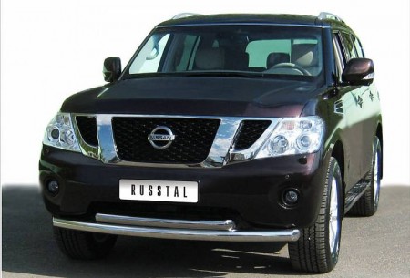 Защита переднего бампера d76/63 Ниссан Патрол (Nissan Patrol 2010-2013)