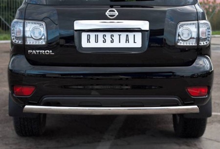 Защита заднего бампера d75/42 овал Ниссан Патрол (Nissan Patrol 2010-2013)