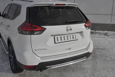 Накладка на задний бампер (лист нерж зеркальный) NISSAN X-TRAIL (T32) 2018- рестайлинг