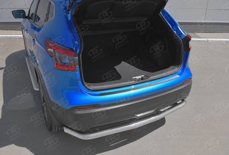Накладка на задний бампер (лист нерж зеркальный) NISSAN QASHQAI j11 2019- рестайлинг