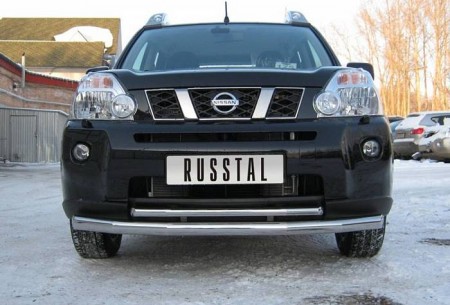 Защита переднего бампера d63/42 Ниссан Х-Трейл (Nissan X-Trail 2007-2010) NXZ-000098
