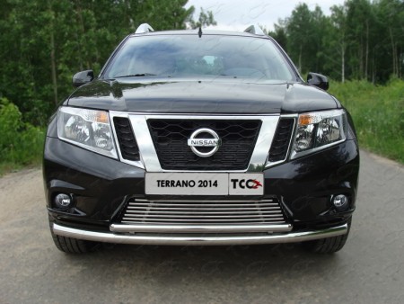 Защита передняя нижняя (двойная) 60,3/42,4 мм на Ниссан Террано (Nissan Terrano)